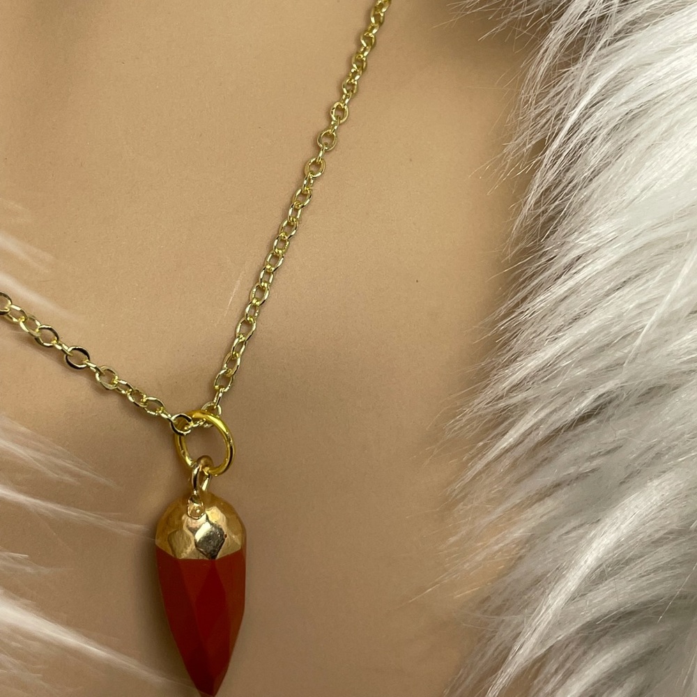 Red River Jasper Pendant Necklace Gold Pl Artisan Designed - Picture 7 of 8